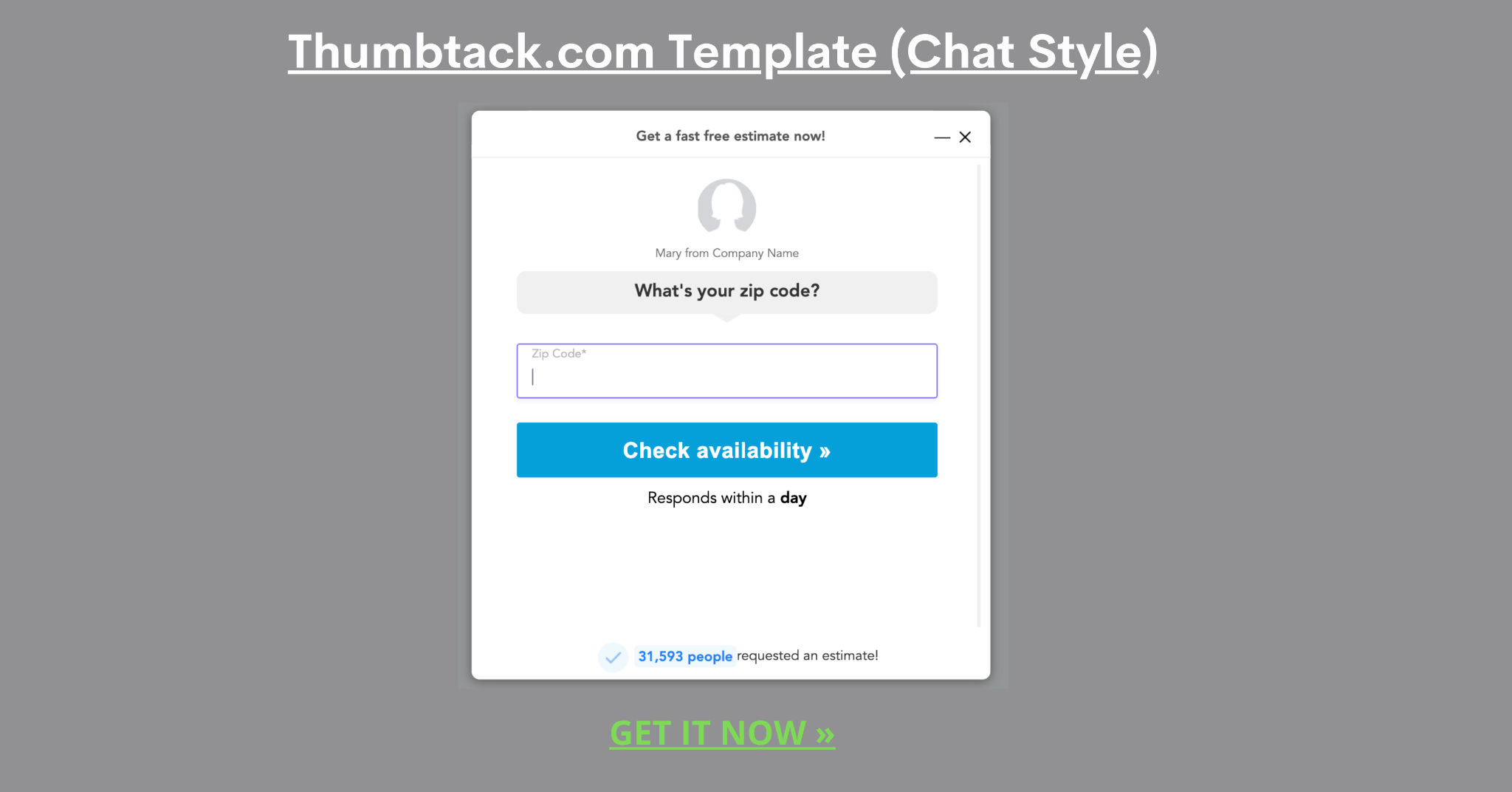chat style thumbtack.com form template