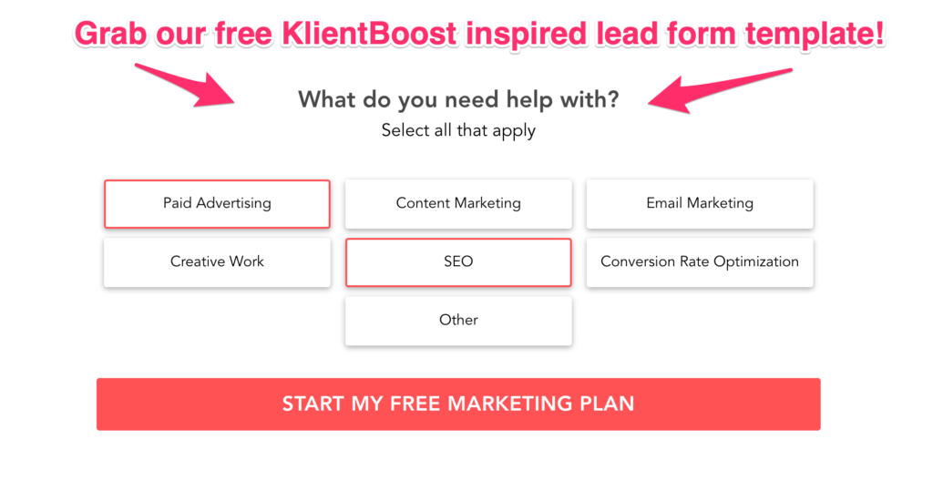 klientboost multi step form example