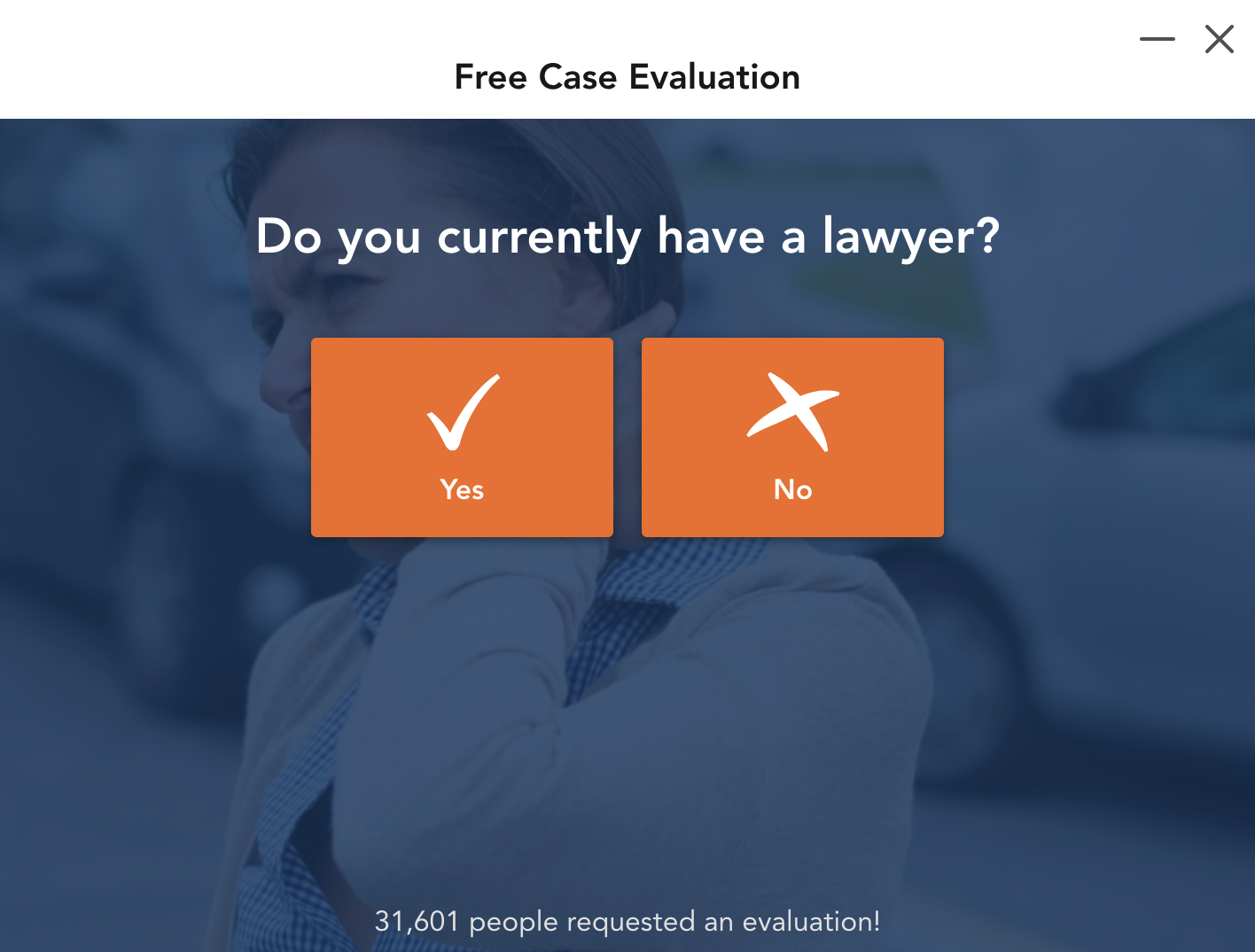 personal injury exit popup third question
