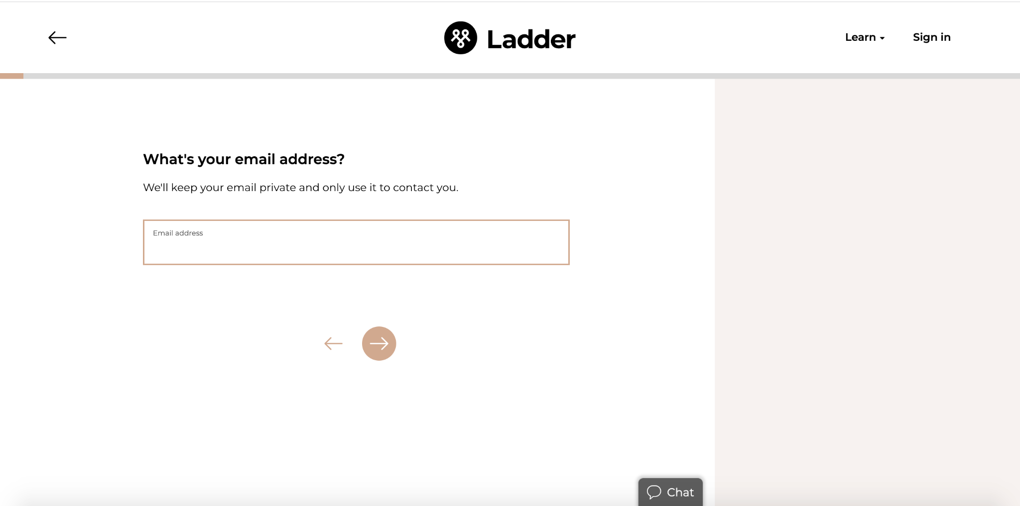 Ladder insurance multi step form with email address