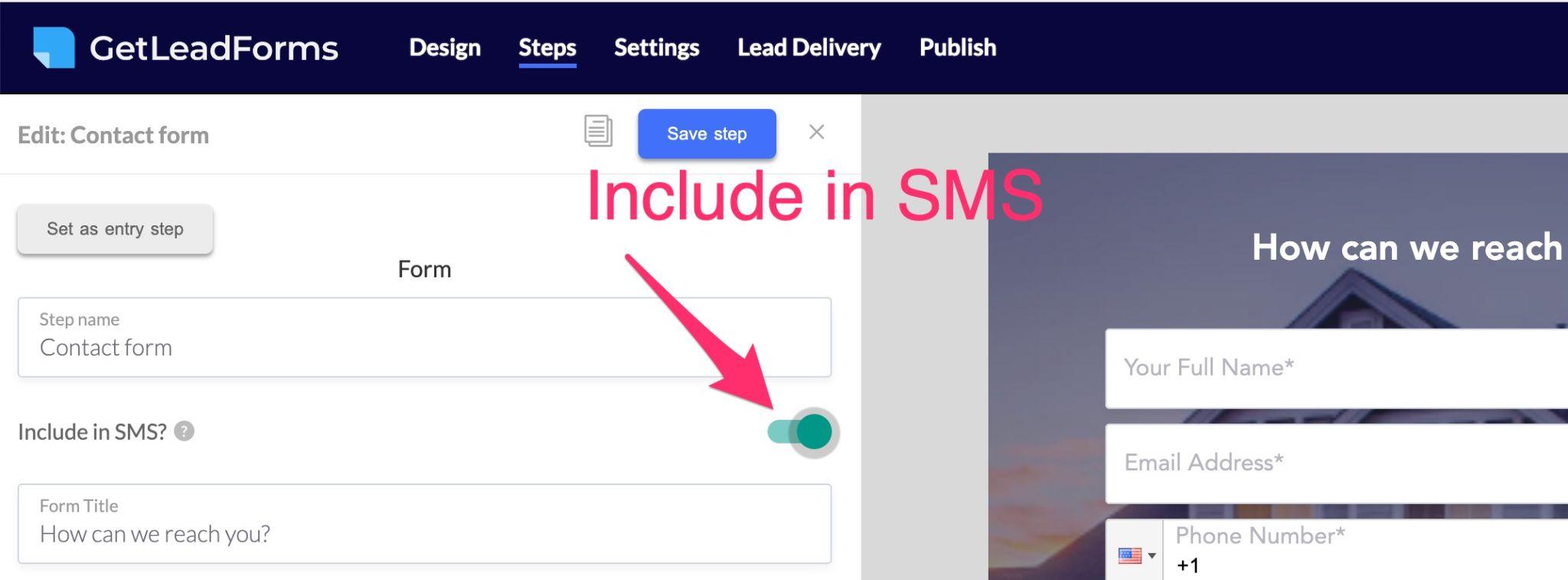 tell your lead form where to route your leads via SMS