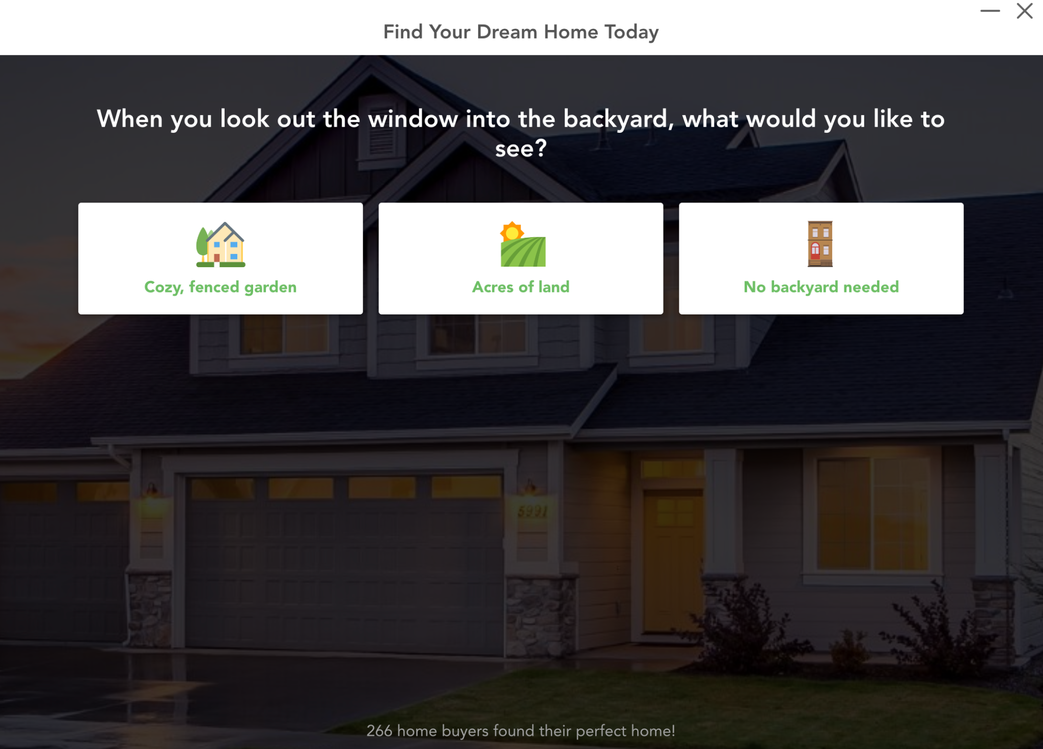 real Estate - find your perfect home lead quiz