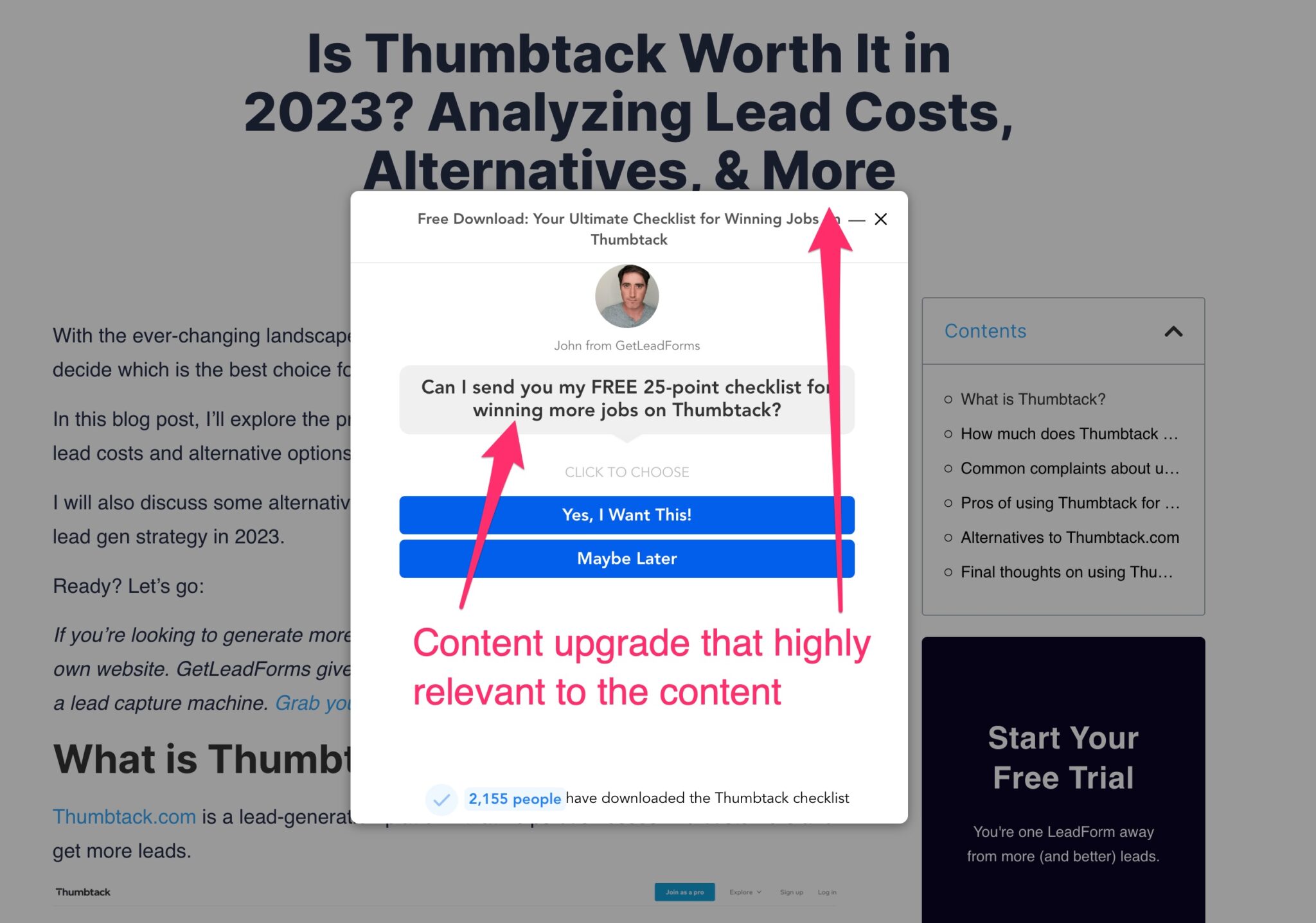 B2B content upgrade lead magnet example