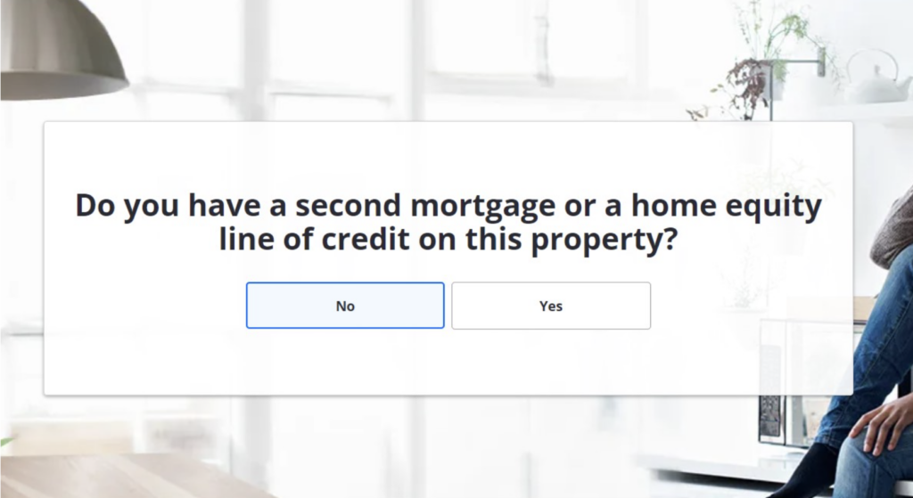 zillow multi step form asking about a home equity line of credit