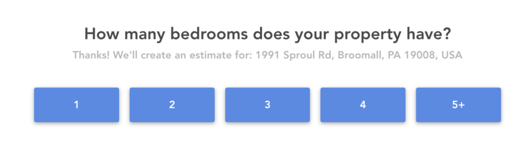 home valuation survey asking how many bedrooms the property has
