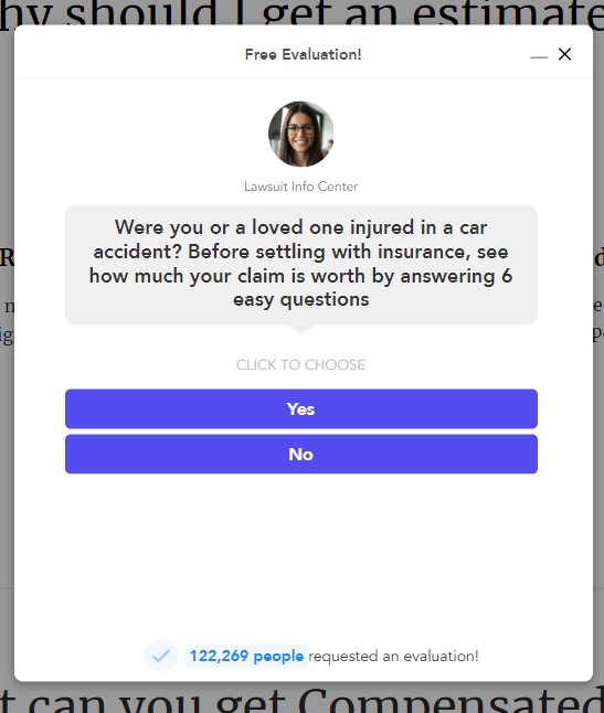personal injury chat style form