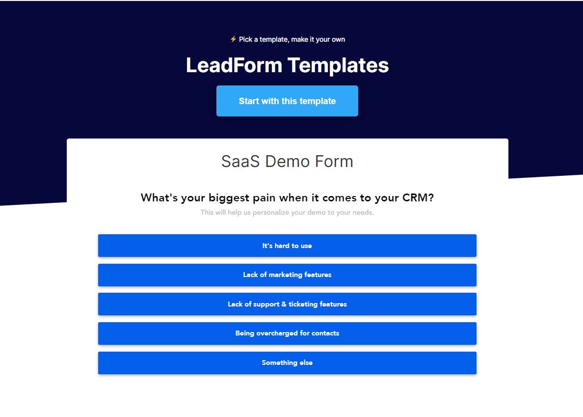 sass demo lead form