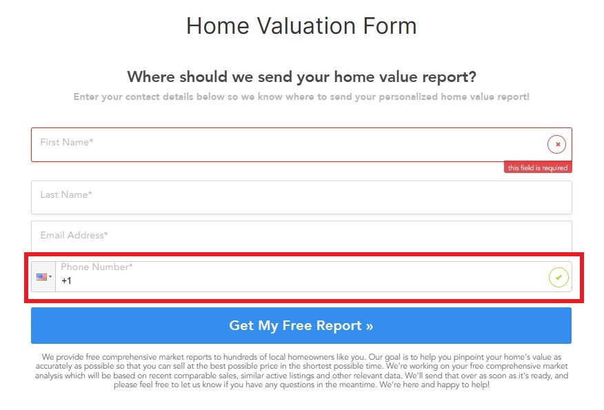 home valuation form